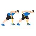 Man doing Resistance band tricep kickbacks exercise. Royalty Free Stock Photo