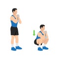 Woman doing Goblet squat exercise. Flat vector