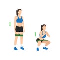 Woman doing Squats with resistance band exercise.