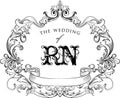 RN Monogram with Ornament Swirl Pattern Isolated