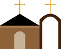 Vector of a christian church with brown walls