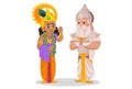Bhishma Pitamaha & Lord Krishna Vector Illustration
