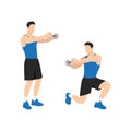 Man doing Lunge twists exercise. Flat vector
