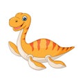 Cartoon funny plesiosaurus on white background Royalty Free Stock Photo