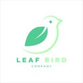 Cute bird with leaf wing logo