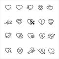 Heart or love related icon set outline style Royalty Free Stock Photo