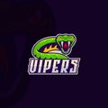 Head snake mascot logo design vector with badge emblem concept