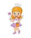 Cartoon little girl wearing halloween angel costume Royalty Free Stock Photo