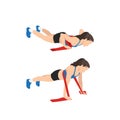 Woman doing Resistance band push up exercise.