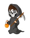 Cartoon grim reaper holding basket Royalty Free Stock Photo