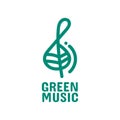 Green leaf music melody sound nature logo concept design