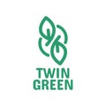 Twin double Green leaf nature logo concept design