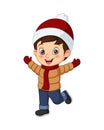 Cartoon little boy wearing winter clothes Royalty Free Stock Photo