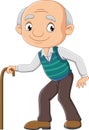 Cartoon elderly man with a cane