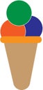 Vector of cone ice cream with three flavors