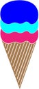 Vector of cone ice cream with three flavors