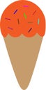 Vector of cone ice cream with orange flavor