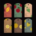 Paper Fruits and leaf gift tags. Royalty Free Stock Photo