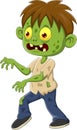 Cartoon angry zombie boy walking