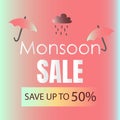 Flat Monsoon sale background Free Vector.