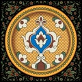 Decorative round floral pattern with ancient Persian decor.
