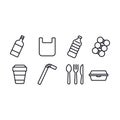 Single Use Disposable Plastic Items Icons and Symbols