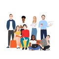 Business multinational team. Vector illustration of diverse cartoon men and women