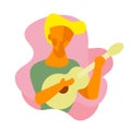 Guy playing accoustic guitar vector illustration