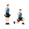 Man doing dumbbell lunges. Vector set of workout icons Royalty Free Stock Photo