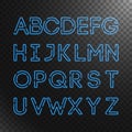 Neon capital Letters collection, Glowing neon alphabet. Vector illustration