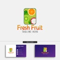 Logo design of organic fresh fruits in the circle concept. Royalty Free Stock Photo