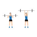 Woman doing Overhead barbell shoulder press exercise