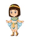 Cartoon little girl wearing egyptian cleopatra costume