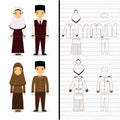 Indonesian moslem school students uniform including sketches for junior