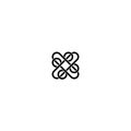 Logo, symbol, icon, company or business in the form of a monogram with the geometry of the letter X and a circle having the meanin