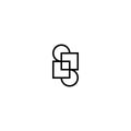 A logo, symbol, icon, company or business in the form of a monogram, a geometric combination of a circle and a square, has the mea