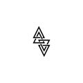 Logos, symbols, icons, companies or businesses in the form of monograms, geometric combinations of triangles, bound together, have