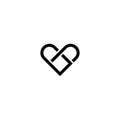 Logo, symbol, icon, company or business in the form of a geometric monogram of love or affection