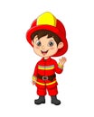 Cute little boy wearing fireman costume Royalty Free Stock Photo