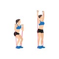 Woman doing Resistance band Squat and overhead press exercise. Royalty Free Stock Photo