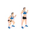 Woman doing Resistance band squat exercise.