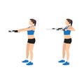 Woman doing Upper back farmers Resistance band exercise