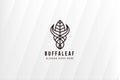 Buffalo leaf logo design template use line style Royalty Free Stock Photo