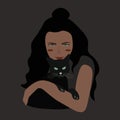 Girl and pets vector ilustration. Royalty Free Stock Photo