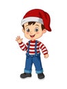 Cartoon little boy wearing christmas costume Royalty Free Stock Photo