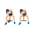 Woman doing Seated Dumbbell concentration curls exercise Royalty Free Stock Photo