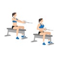 Woman doing Seated Low cable back rows exercise.