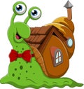 Cartoon snail with shell house Royalty Free Stock Photo