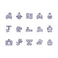 Autonomous car icons set. Outline set of autonomous car vector icons for web desig