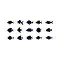 Fishes silhouettes icons vector design Royalty Free Stock Photo